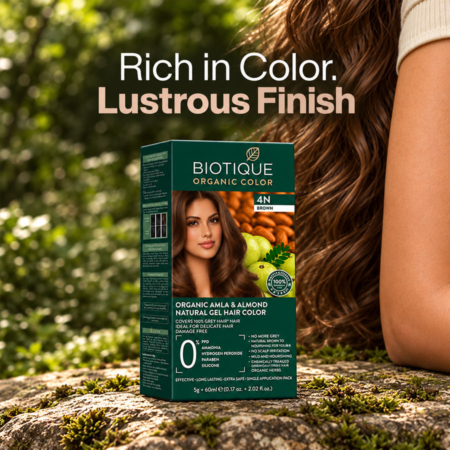 Organic Amla & Almond gel hair Color Powder 4N Brown (5g+60ML)
