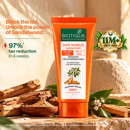 Sun shield sandalwood 50+spf suncreen lotion 100ml