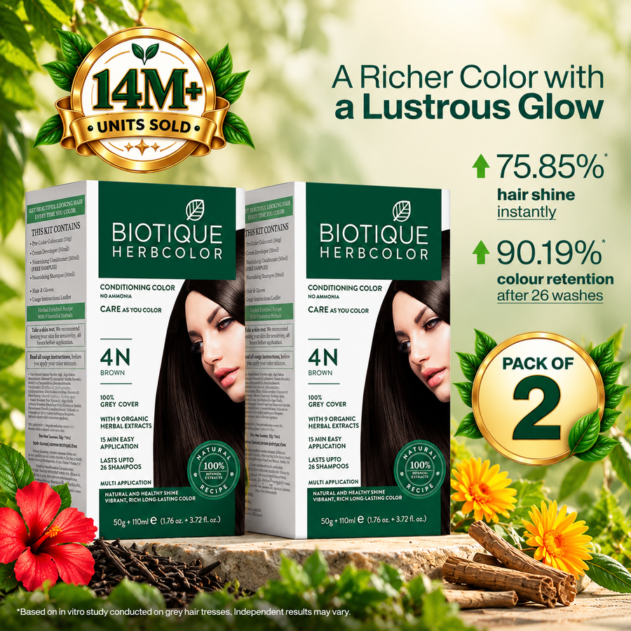 Pack of 2 Herbcolor 4N Brown 50 Gm +110 Ml