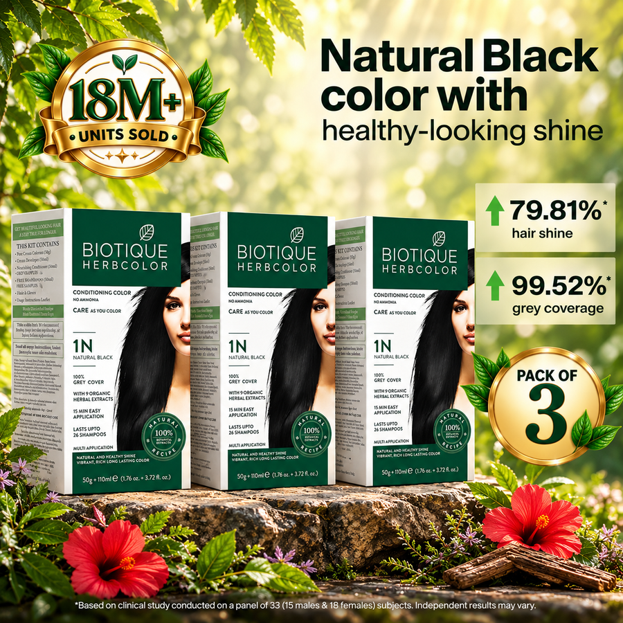 Pack of 3 Herbcolor 1N Natural Black 50 Gm +110 Ml