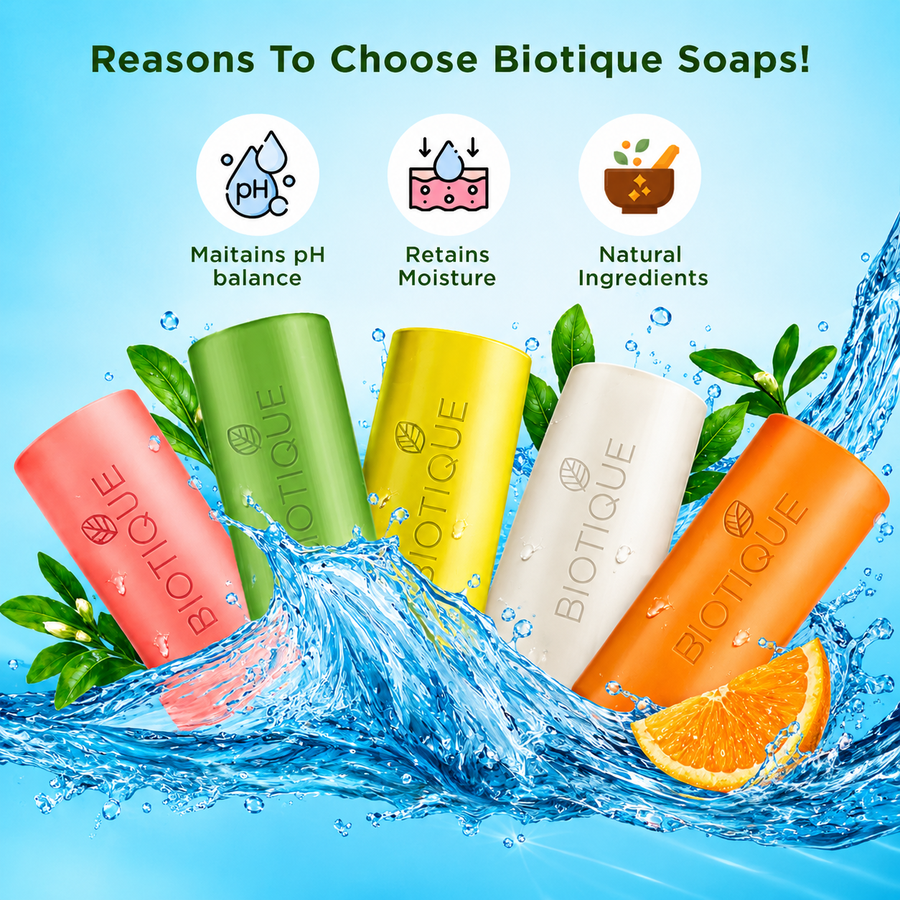 BIOTIQUE Bathing Celebration Pack With 5 Unique, Refreshing & Nourishing Soap (5 x 150 g)