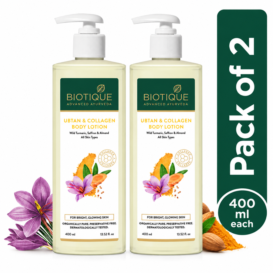 Biotique Ubtan & Collagen Body Lotion 400ml (Pack of 2)