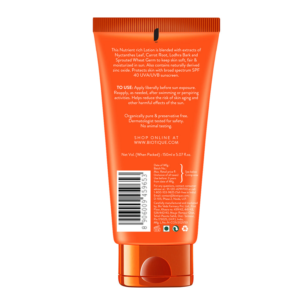 Sun shield carrot 40+spf sunscreen lotion