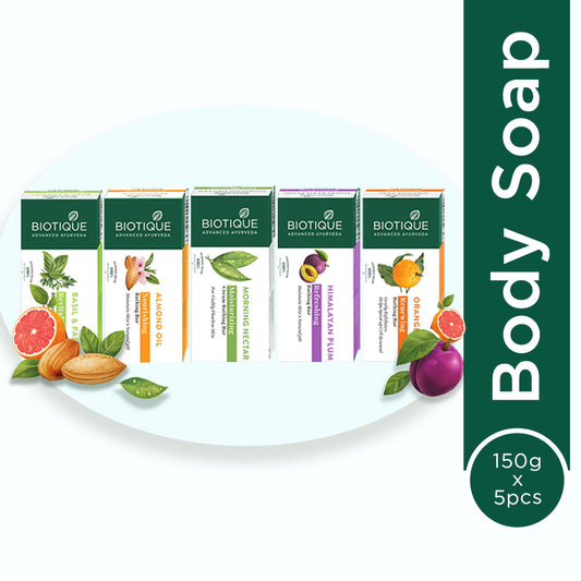 Biotique bathing celebration pack with 5 unique, refreshing & nourishing soap (5 x 150 g)