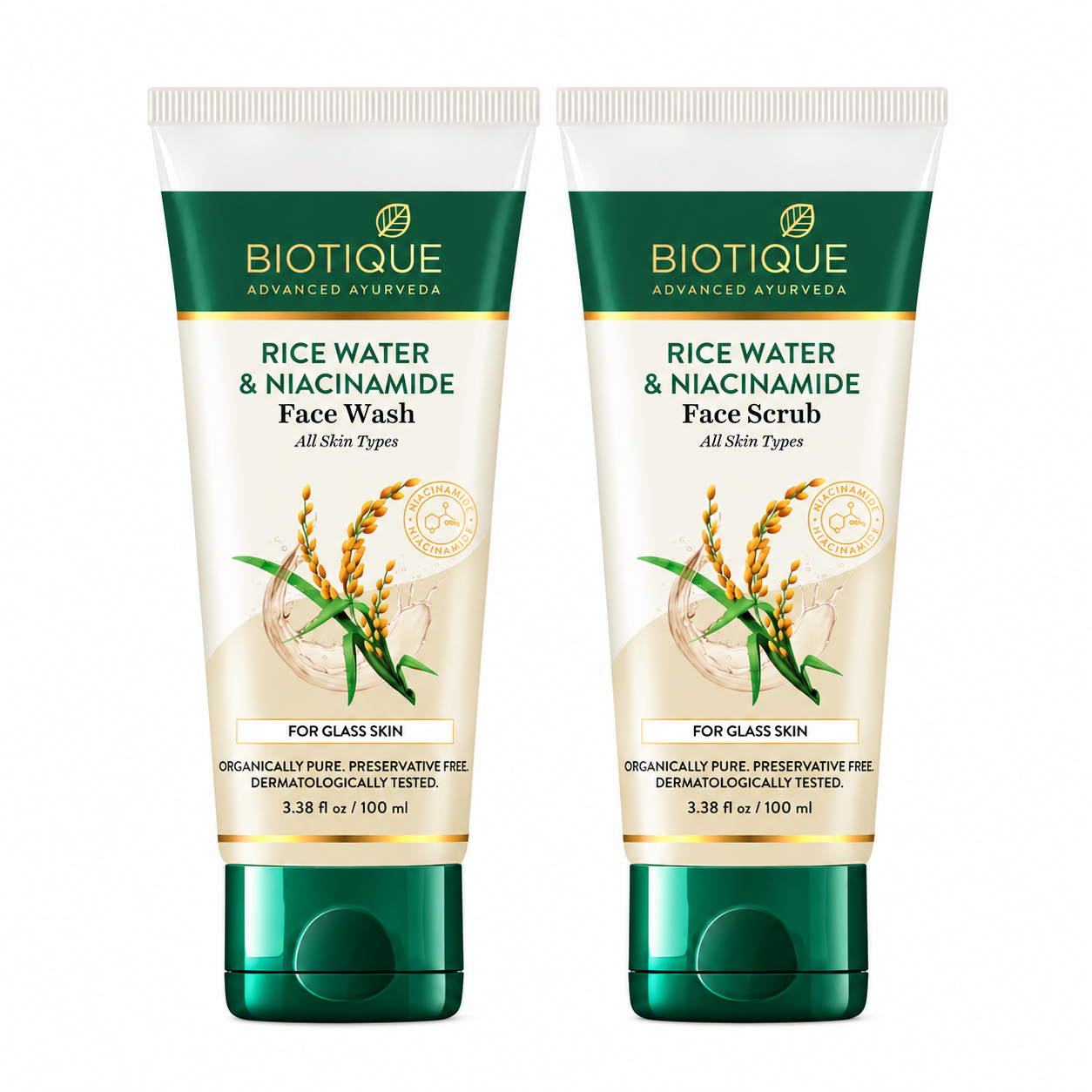 Rice water & niacinamide face wash + face scrub combo (100ml + 100ml)
