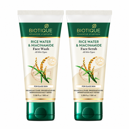 Rice water & niacinamide face wash + face scrub combo (100ml + 100ml)