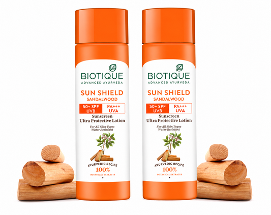 Sun shield sandalwood 50+spf sunscreen lotion 120ml (pack of 2)