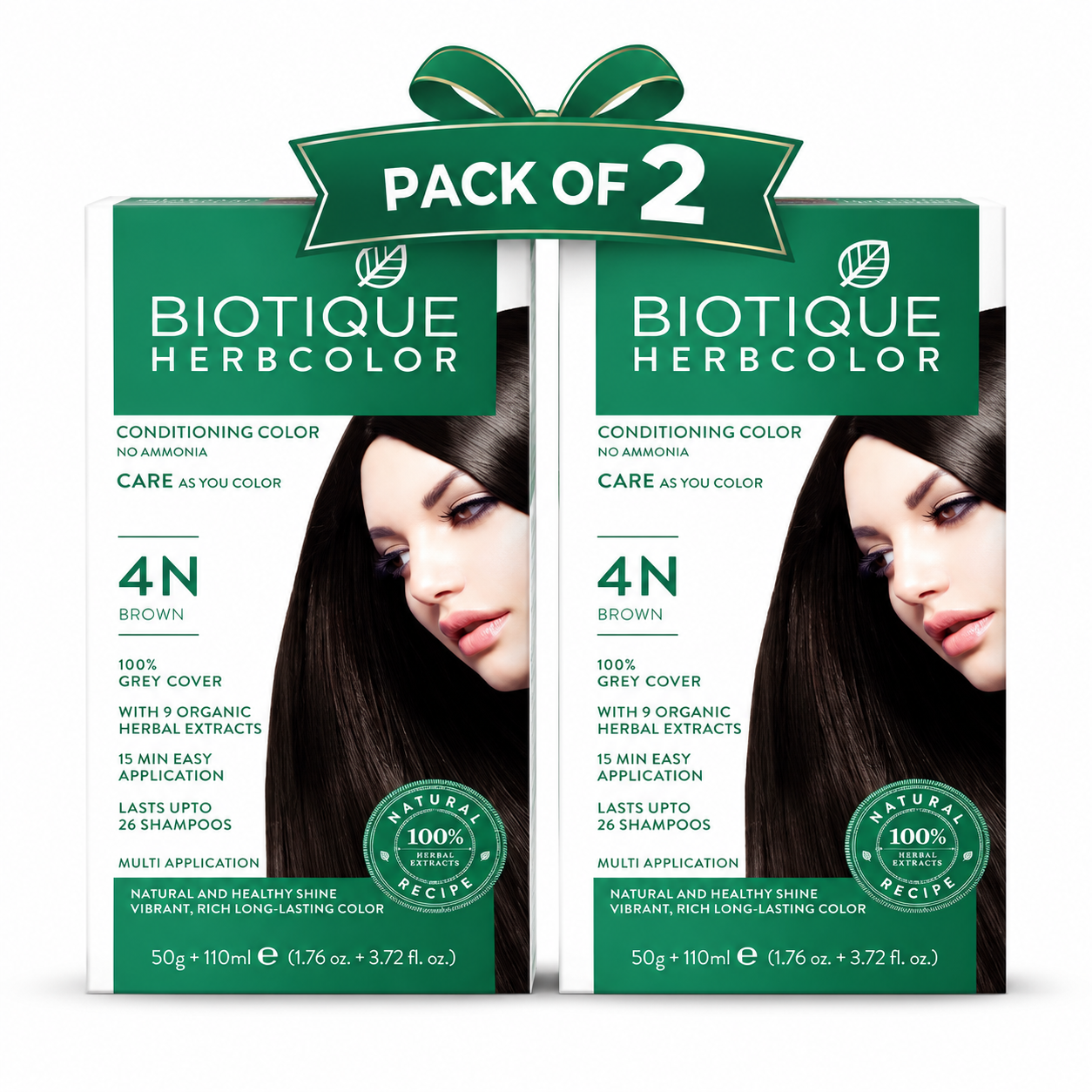 Pack of 2 herbcolor 4n brown 50 gm +110 ml