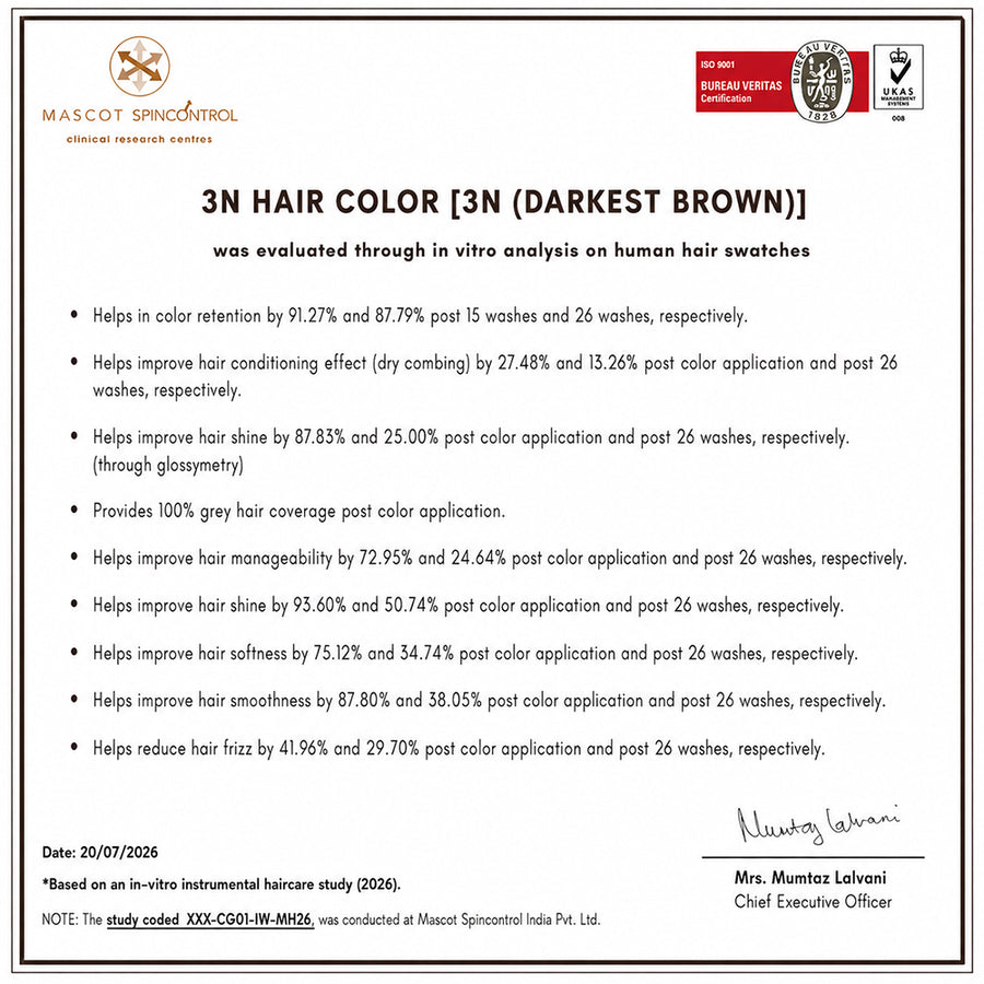 Pack of 3 Herbcolor 3N Darkest Brown 50 Gm +110 Ml