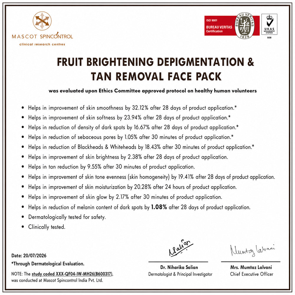 Fruit brightening depigmentation & tan removal face pack 50ml