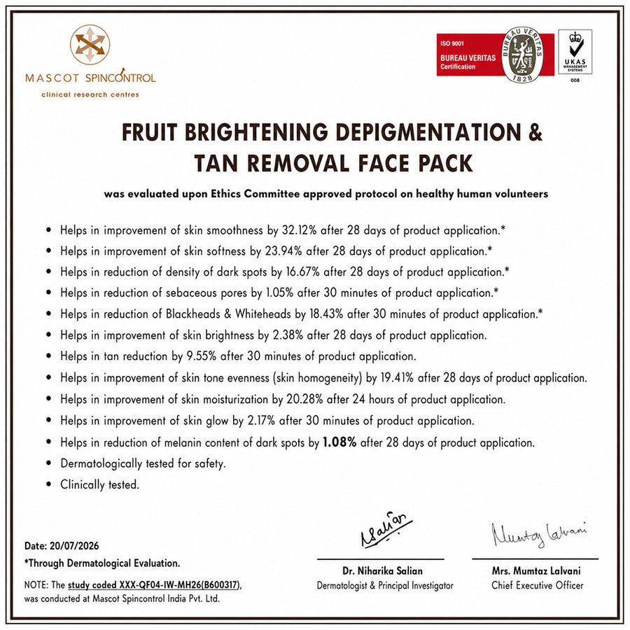 FRUIT Brightening Depigmentation & Tan Removal Face Pack 75g
