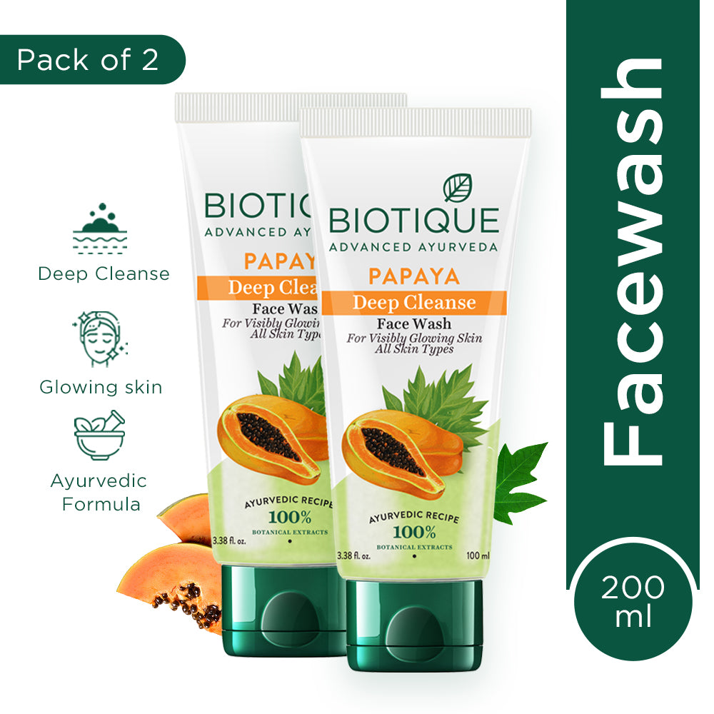 Papaya deep cleanse face wash -  pack of 2 (100ml)