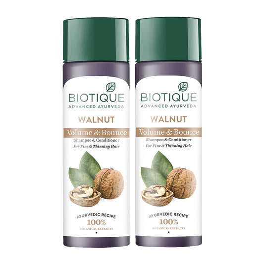 Biotique walnut volume & bounce shampoo & conditioner for fine & thinning hair 190ml (pack of 2)