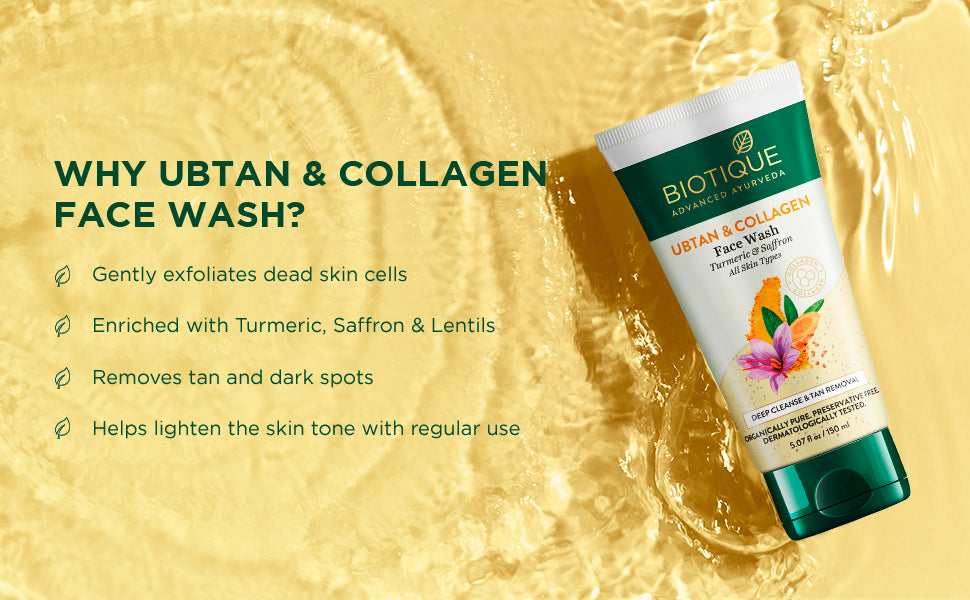 BIOTIQUE UBTAN & COLLAGEN Face Wash 150ml A+ content