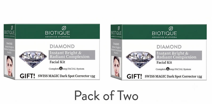 DIAMOND Instant Bright & Radiant Complexion Facial Kit (5 × 10g + 15g) – Pack of 2