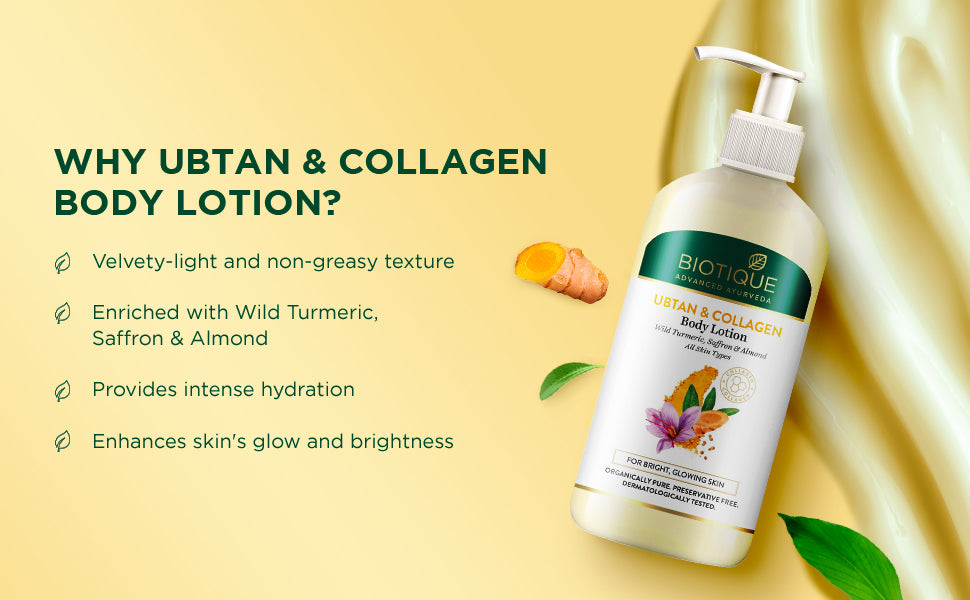 BIOTIQUE UBTAN & COLLAGEN Body Lotion - 400ml A+ content