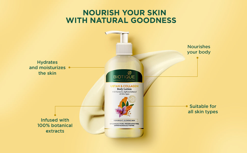 BIOTIQUE UBTAN & COLLAGEN Body Lotion - 400ml A+ content