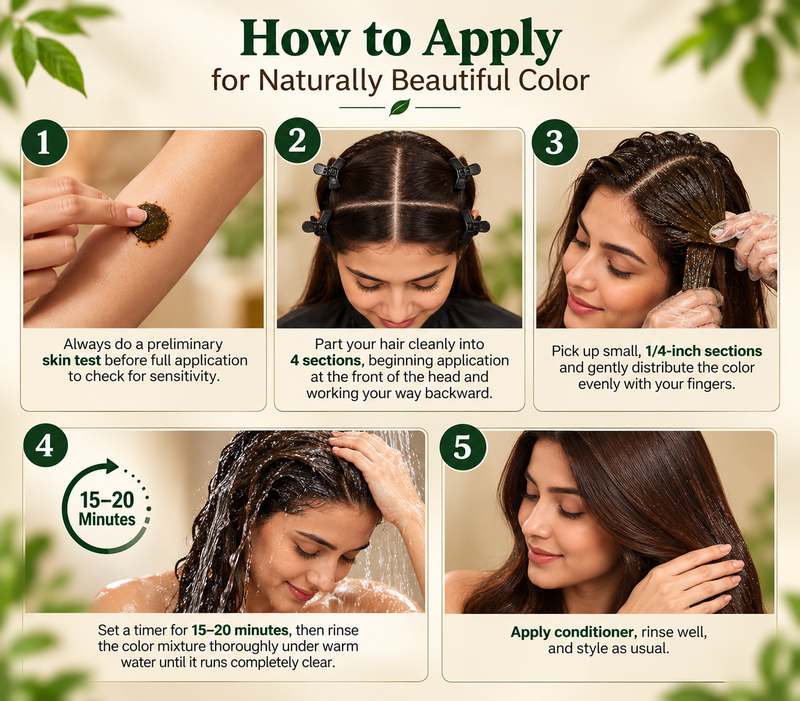 How to use Organic Amla & Almond gel hair Color Powder 4N Brown (5g+60ML)