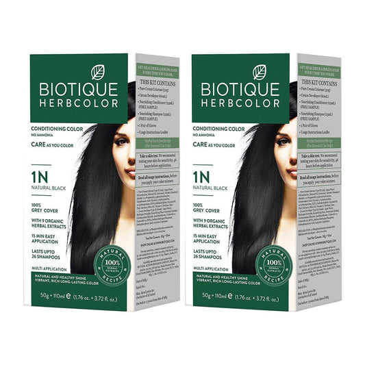 Biotique herbcolor 1n natural black - 50gm + 110ml (pack of 2)