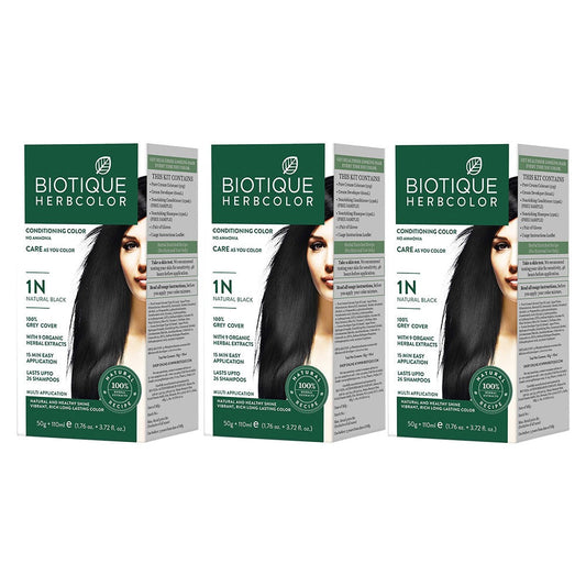 Biotique herbcolor 1n natural black - 50gm + 110ml (pack of 3)