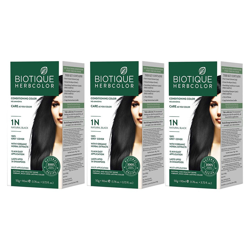 Pack of 3 herbcolor 1n natural black 50 gm +110 ml