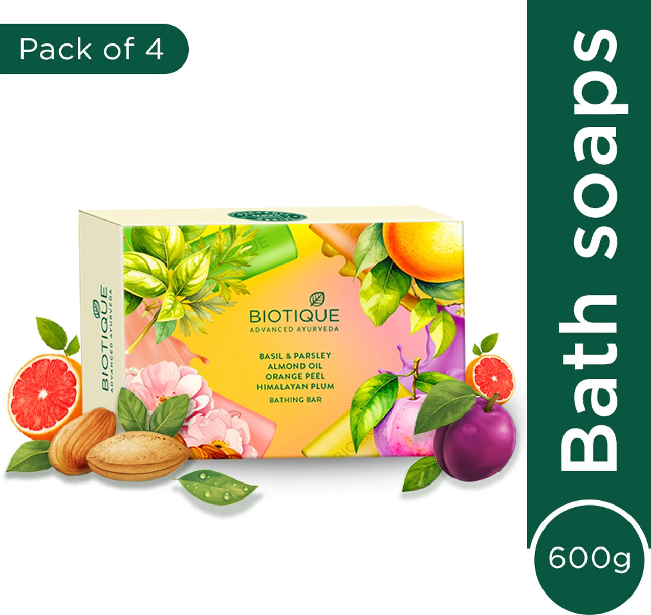 Biotique bathing, celebration pack with 4 unique, refreshing & nourishing soap (4 x 150g)