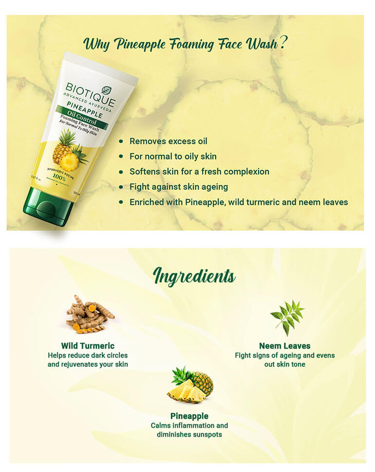 Pineapple Oil Control Foaming Face Wash - 200ml A+ content