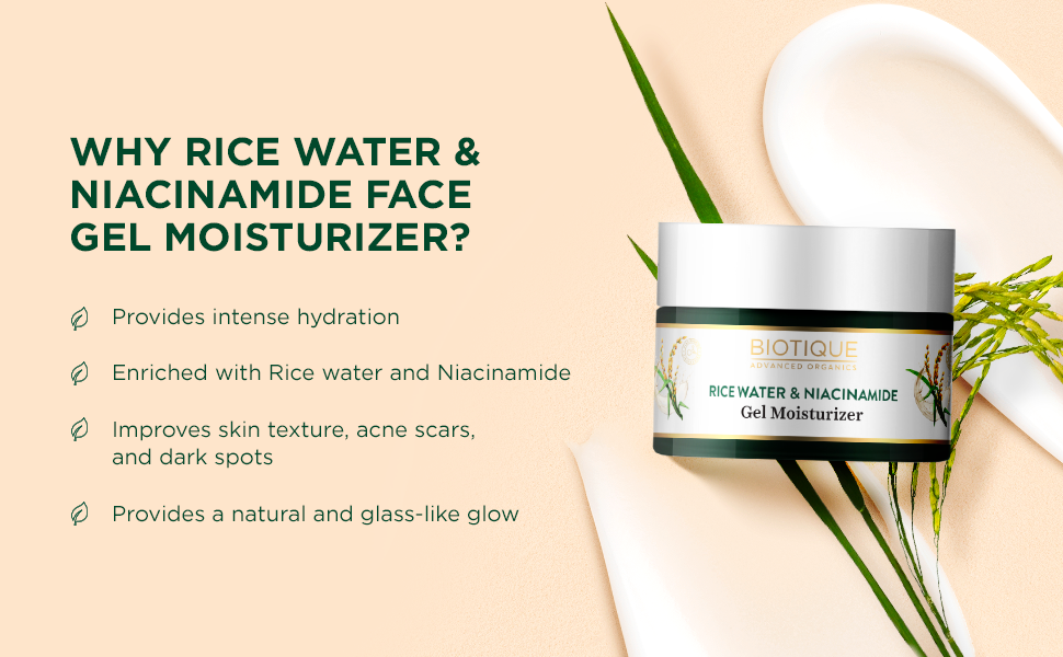 BIOTIQUE RICE WATER & NIACINAMIDE Gel Moisturizer 50ml A+ content