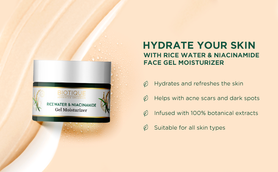 BIOTIQUE RICE WATER & NIACINAMIDE Gel Moisturizer 50ml A+ content