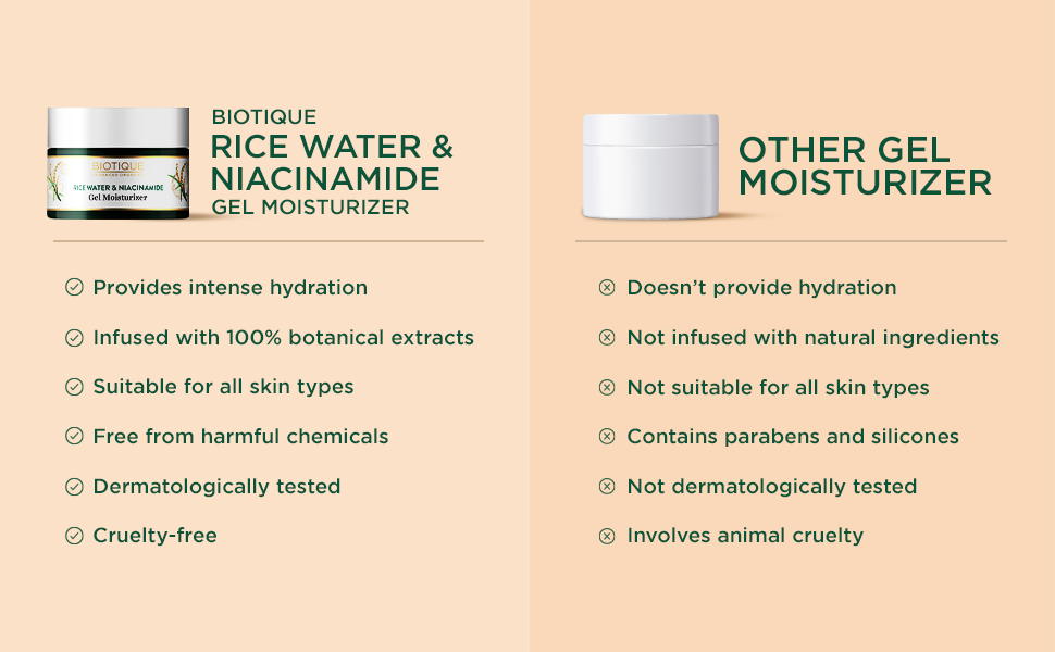 BIOTIQUE RICE WATER & NIACINAMIDE Gel Moisturizer 50ml A+ content