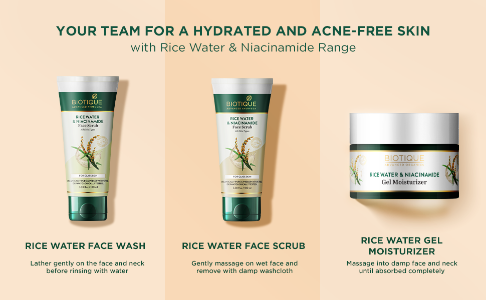 BIOTIQUE RICE WATER & NIACINAMIDE Gel Moisturizer 50ml A+ content