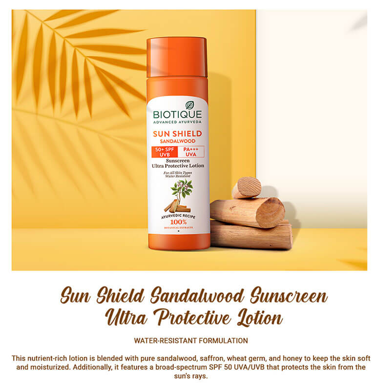 Sun Shield Sandalwood 50+Spf Sunscreen Lotion 120Ml A+ content