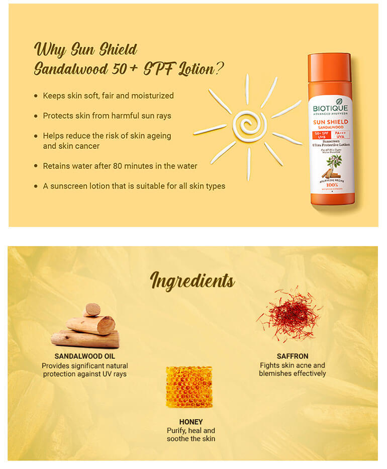 Sun Shield Sandalwood 50+Spf Sunscreen Lotion 120Ml ingredient