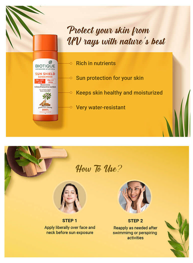 How to use Sun Shield Sandalwood 50+SPF Sunscreen Lotion 190ml