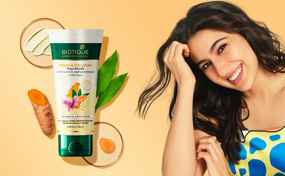 BIOTIQUE UBTAN & COLLAGEN Face Scrub  100g A+ content