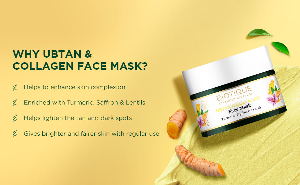 BIOTIQUE UBTAN & COLLAGEN Face Mask 50g A+ content