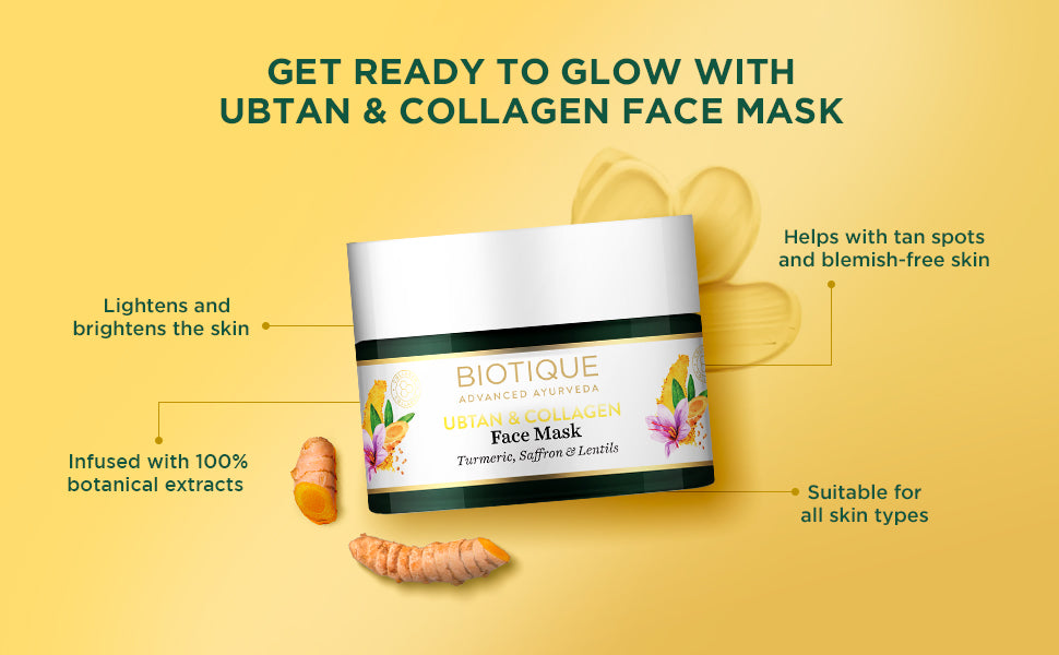 BIOTIQUE UBTAN & COLLAGEN Face Mask 50g A+ content