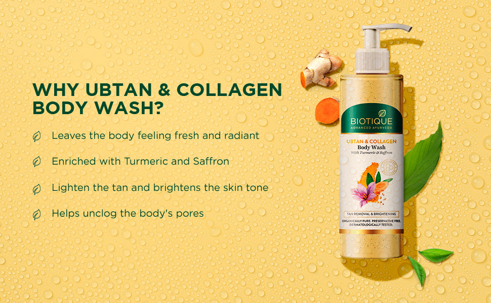 BIOTIQUE UBTAN & COLLAGEN Body Wash 200ml A+ content