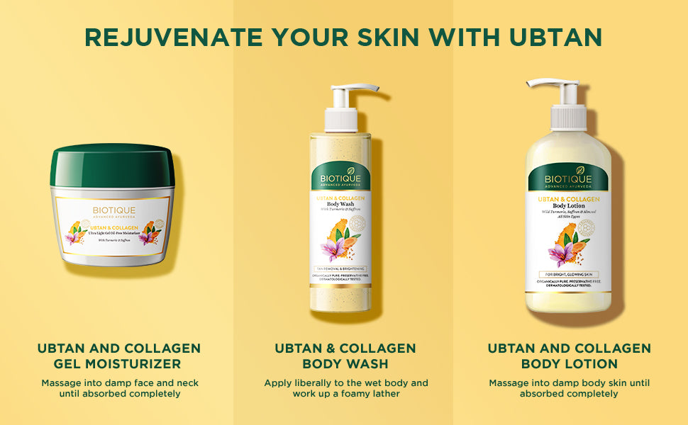 BIOTIQUE UBTAN & COLLAGEN Body Wash 200ml A+ content
