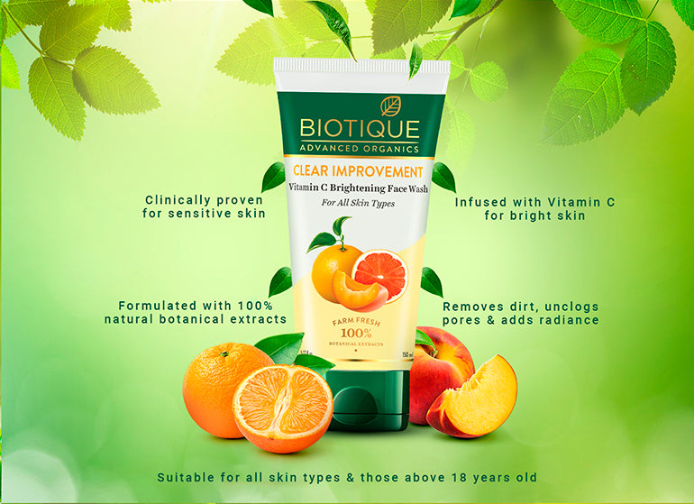 Biotique Advanced Organics Clear Improvement Vitamin C Brightening Face Wash 150Ml