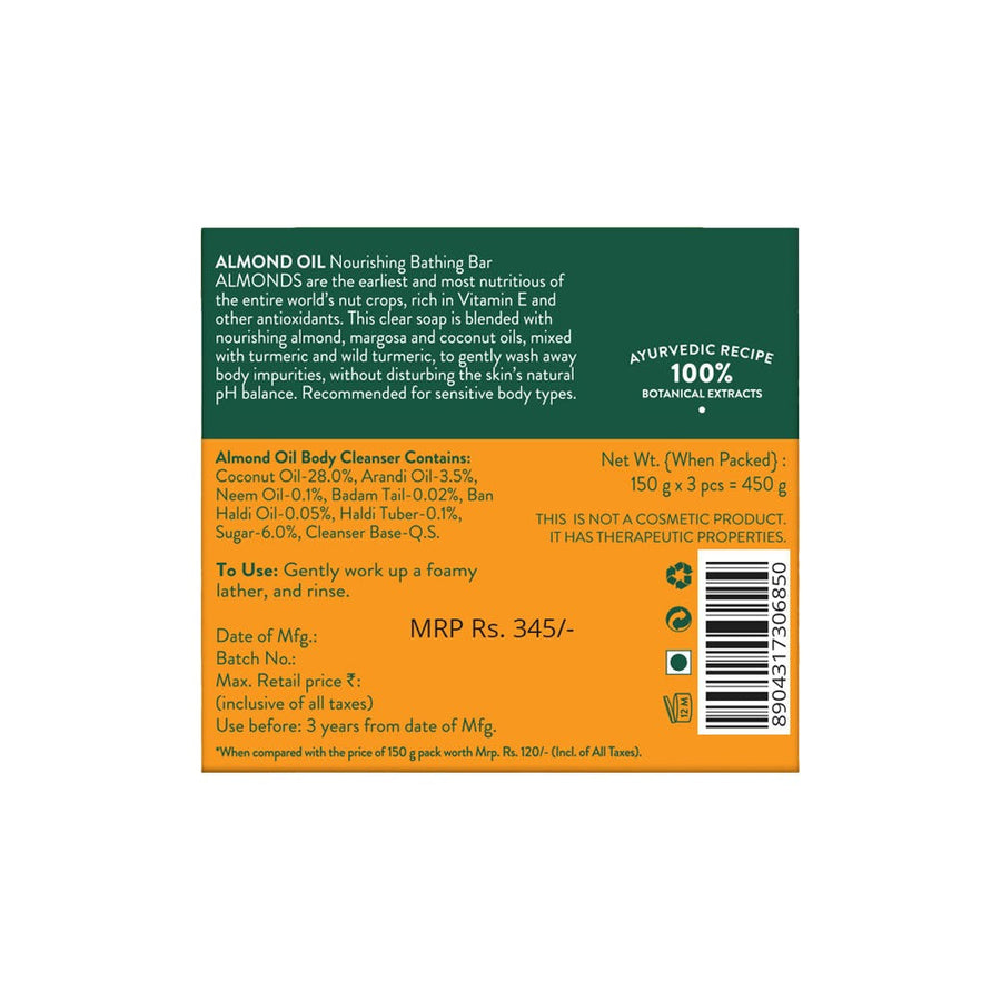 ALMOND OIL Nourishing Bathing Bar Pack of 3 (150g)