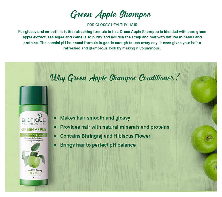 Green Apple Shine & Gloss Shampoo & Conditioner 120ml A+ content