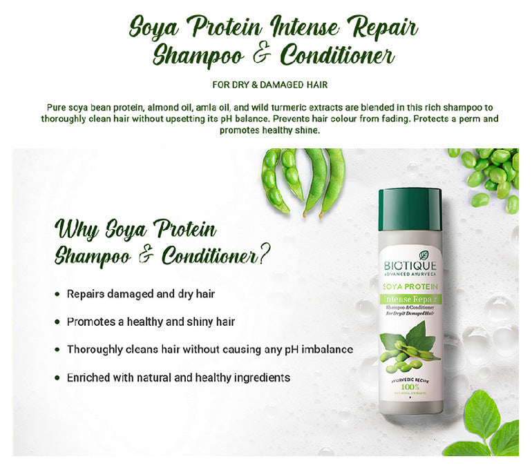 Biotique Soya Protein Intense Repair Shampoo & Conditioner 190ml (Pack of 2)