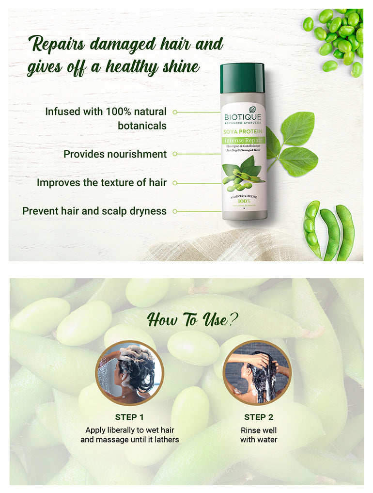 Biotique Soya Protein Intense Repair Shampoo & Conditioner 190ml (Pack of 2)