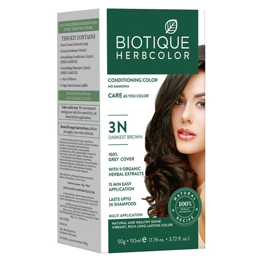 Biotique herbcolor 3n darkest brown 50gm + 110ml