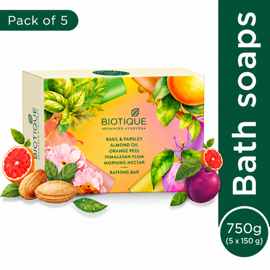 Biotique bathing celebration pack with 5 unique, refreshing & nourishing soap (5 x 150 g)