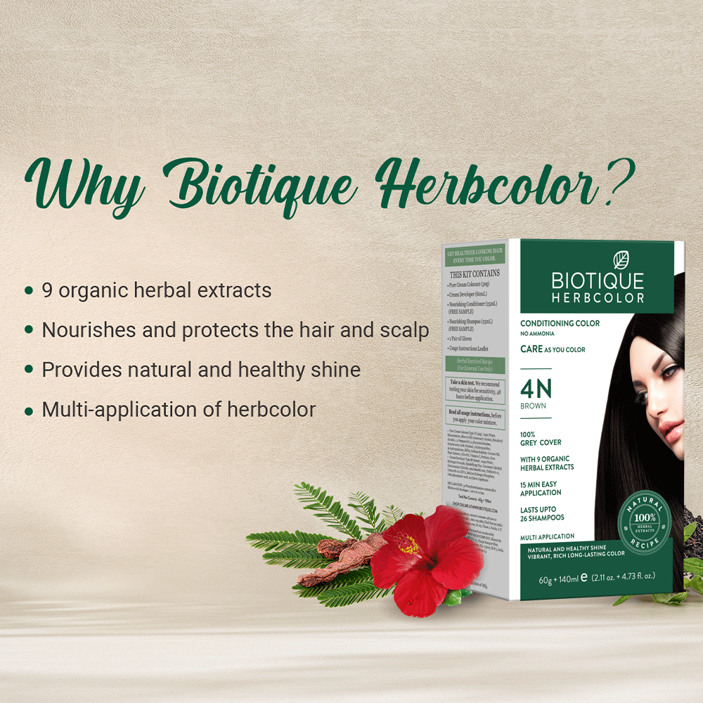 Hair Color with Herbs for Grey Cover & Healthy Shine | Biotique
