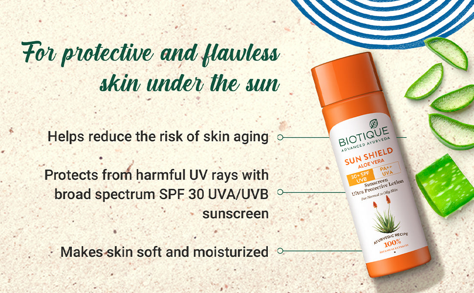 SUN SHIELD ALOE VERA 30+ SPF Sunscreen Lotion - 100ml A+ content