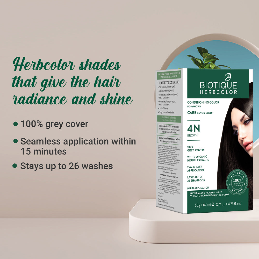 Hair Color with Herbs for Grey Cover & Healthy Shine | Biotique