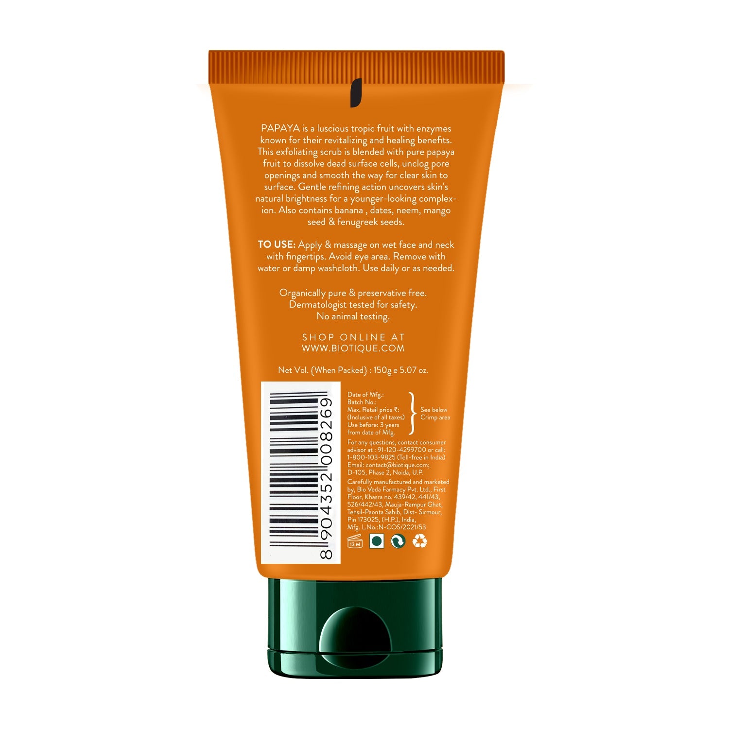 Papaya tan removal brightening & revitalizing face scrub 150g